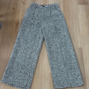 Commense Black and White Tweed wide leg Pants